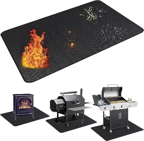UBeesize Esterilla para barbacoa, protección del suelo, 122 x 178 cm, base ignífuga, alfombrilla de protección para el suelo, resistente al aceite, impermeable, antideslizante, para barbacoa al aire