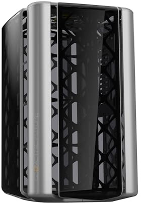 Geometric Future M2 The ARK Glasgrau, mATX/Mini-ITX-Gaming-Gehäuse, Kristallbeschichtung, Typ-C-Hub, 360-Grad-Kühler, GEO-M2-GG
