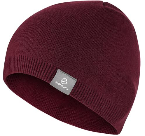 YANIKY Strickmütze Damen Thermo Winter Mütze Herren Beanie Mütze Weich Sportmütze Atmungsaktiv Wintermütze für Herren und Damen (Weinrot)