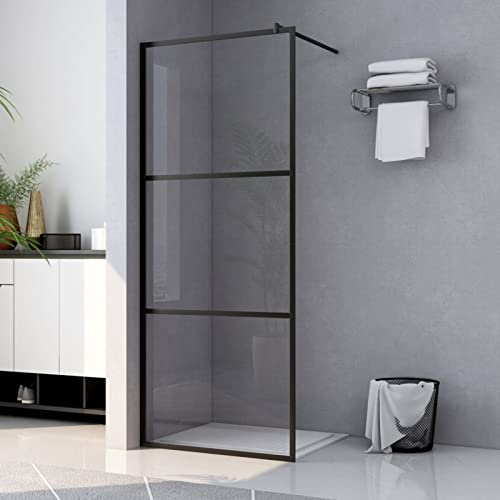 Homgoday Duschwand für Begehbare Dusche ESG-Klarglas Schwarz 115x195 cm Duschabtrennung Walk in Dusche Duschtrennwand Duschkabine Duschtrennwand für Begehbare Duschen Modern Design
