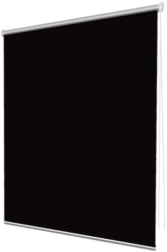 Verdunklungsrollo Ohne Bohren 40 x 210 cm Hitzeschutz und Sichtschutz Klemmrollo Tür Fenster Rollo inkl Montagematerial für Fenster & Tür, Schwarz