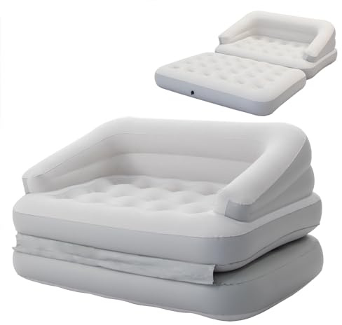 RAPTAVIS Inflatable Sofa Bed for Camping, Pool Float Couch Outdoor Flocked Mattress Bed with Armrest, Full Size