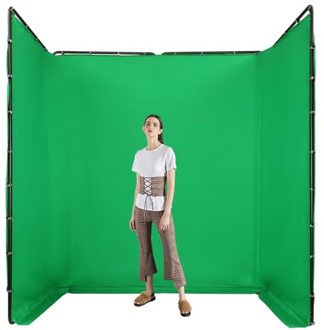 Fondo de Pantalla Verde 4m x 2.4m para Fotografía, Fondo de Pantalla Verde Chromakey Portátil con Soporte Sistema de Soporte de Fondo Fotográfico para Photoshoot, Game Live Steaming