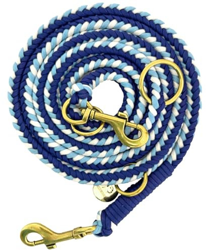 Leisegrün Paracord Hundeleine 2m | Handgefertigte Leine 3-Fach verstellbar | Handmade für kleine und mittelgroße Hunde (Indigo Twist, 2 m) | Farbe: Hellblau-Blau