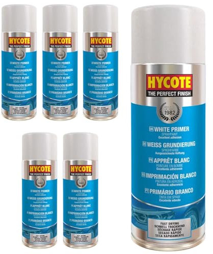 Hycote Fast Drying Aerosol Car Spray Paint, White Primer, 400 ml (Pack of 6)