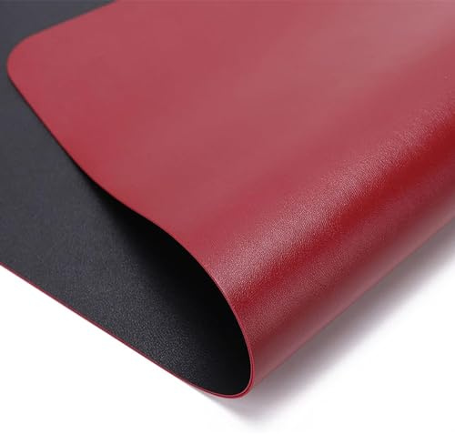 Tischunterlage, Schreibtischunterlage, Laptop Tischunterlage, Rutschfeste Wasserdicht Pu-Leder Tischunterlage Schreibtischschutz für Büro/Heimspiele.(Schwarz/Rot,45x70cm/17.72x27.56in)