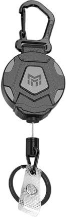 1 porte-clés rétractable rouleau de clés extensible avec câble métallique en acier de 70 cm pour pantalon et ceinture (noir)