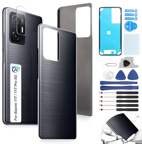 RongZy Coque Arrière pour Xiaomi 11T Batterie Couvercle Rechange pour Xiaomi 11T Pro 5G Cache Batterie pour Téléphone de Remplacement(Gris)