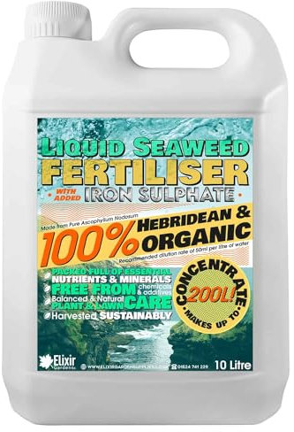Elixir Gardens | Organic Hebridean Liquid Seaweed Fertiliser with Added Iron | 500ml - 20L Options Available | 10 Litre Bottle