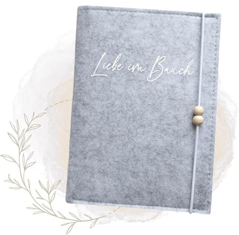 Beliah - Mutterpasshülle aus Filz - Mutterpass Schutzhülle - Organizer - Schwangerschaft - Geschenk für Schwangere - Dokumententasche (Grau)
