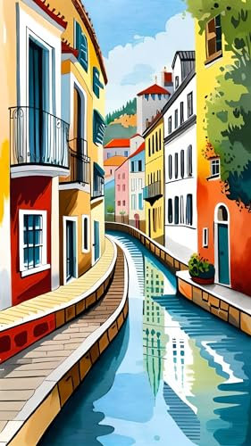 ARTGOTO Peinture par Numero Adulte Grand Format,40x70cm Peinture par Numéro Adulte Paysage Riviere A,Paint by Numbers for Adults pour Décoration Murale(Sans Cadre)