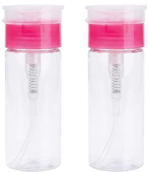 2 Pcs Nail Polish Remover Pump Dispenser, Push Down Cleanser Bottle, Empty Liquid Container for Nail, Makeup Remover (Clear)