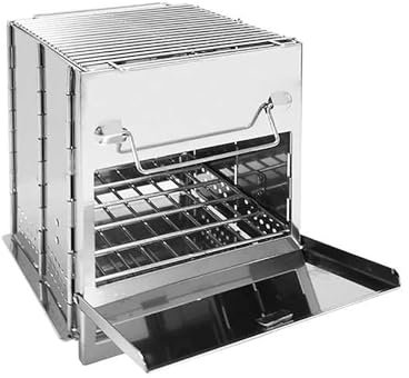 Zeltofen, Zusammenklappbarer Camping-Holzofen for Kochen Im Freien, Holzofen aus Edelstahl mit Grill und Aufbewahrungstasche for Rucksack-Grill-Picknick(14 * 14 * 21 cm)