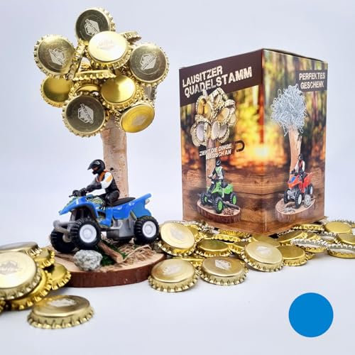 WIRKSAM WERBEN Bierdeckelbaum magnetisch für Kronkorken o. Büroklammern, inkl. blauem ATV-Quad Modell, Geschenkidee, Partyraum & Deko, Lausitzer Quadelstamm