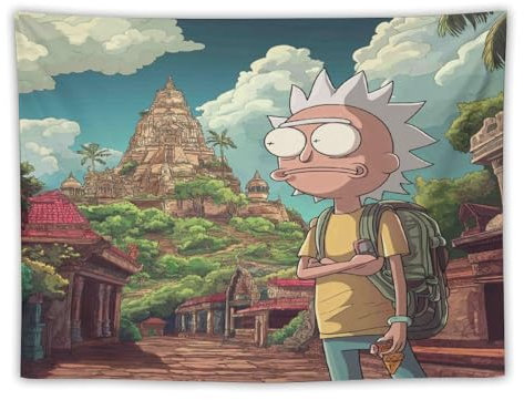 ADEIK Rick And Morty Schlafzimmer-Wandteppich, Geeignet Als Dekoration Für Studentenwohnheime Und Klassenzimmer, Interessantes Wandteppich-Geschenk Für Freunde Von Jungen Und Mädchen