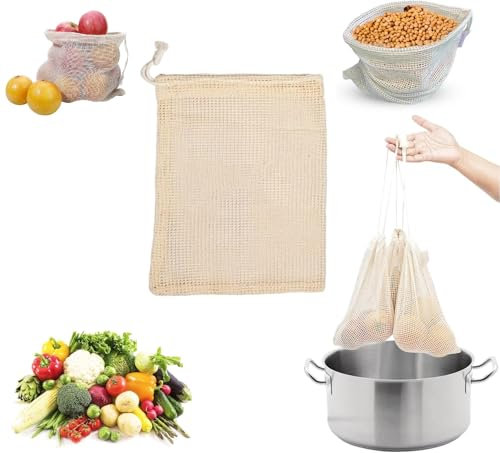 Malla para Cocer Verduras Garbanzos Lentejas y Alubias Malla 20x25cm Tela de Saco para Olla Express, Bolsas de Cocción de Legumbres, Red de Cocción en la Presión, Redes de Cocina y Alimentos