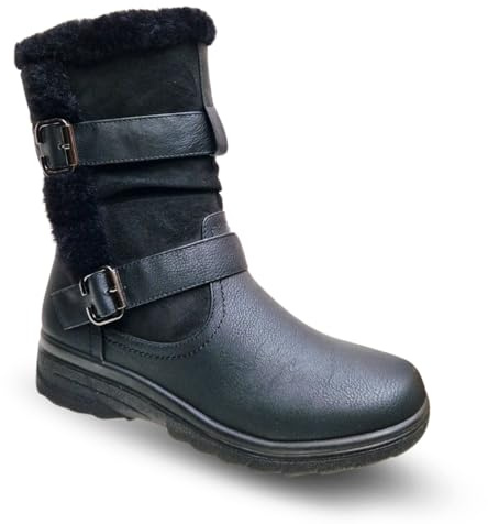 Cushion Walk Bottes pour femme doublées de fourrure souples et légères avec fermeture éclair Taille 36-42