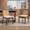 chairus Lot de 2 Chaise en Bois de Salle à Manger Chaise de Cuisine en Rotin Chaise Rembourrée Scandinave Chaise de Salon en Lin, Beige