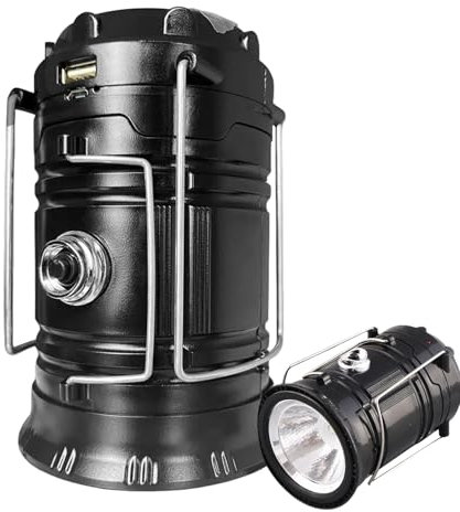 SVCEQZE lampara solar camping plegable, lámpara camping recargable larga duración, 9x13.5 cm lampara de campamento, linterna camping solar y recargable pilas, Linterna de senderismo portátil