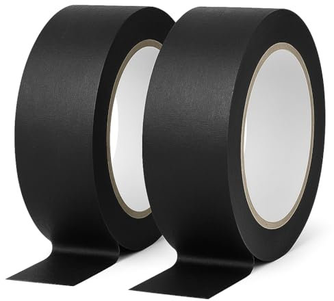 Yuexitech 2 Packs Ruban De Masquage Peinture, Ruban De Masquage Aquarelle 30mm x 50m, Multi-Surfaces, Lignes Propres, Sans Bavure Pour Murs, Papier Et Décorations(Noir)