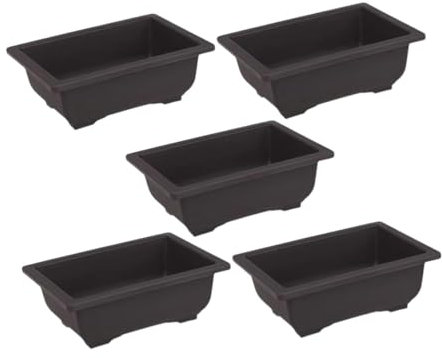 MotiveTech Paquete de 5 macetas para jardinería y plantación en interiores y exteriores, rectangulares pequeñas