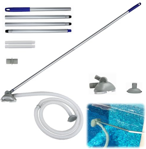 Poolsauger Bodensauger, Pool Zubehör Poolsauger mit Teleskopstange, Pool Sauger mit Schlauch und Pool Einlaufdüse, Pool Staubsauger mit Starker Saugleistung, Poolreiniger für Spas,Whirlpools,Pools (A)