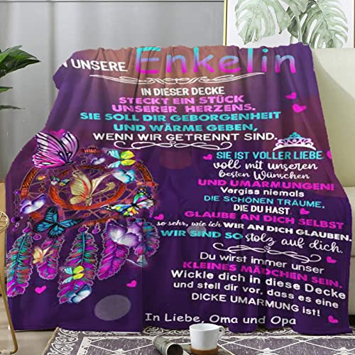 kaileFURN Personalisierte Decke Geschenke An Unsere Enkelin von Oma und Opa, Kuscheldecke Flauschige Für Enkelin, Flanell Luftpost Positiv Ermutigen Wohndecke, Geburtstag Weihnachten für Enkelin