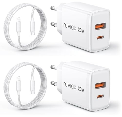 RAVIAD iPhone Ladekabel und Schnellladegerät [MFi-Zertifiziert] 20W iPhone Ladegerät 2-Pack, 3M USB C auf Lightning Kabel mit Netzteil Ladestecker für iPhone 14 Pro Max 13 Plus 12 11 SE X iPad