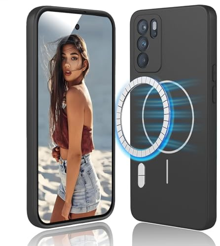 DESSEN Cover Magnetica per Oppo Reno 6 5G / Reno6 5G - Custodia in Silicone Liquido Morbido, Antiurto Protezione Case, Compatibile con Accessori Magnetico, Nero