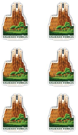 Aufkleber: 50 mm, 6 Stück - Sagrada Família Barcelona Spanien Sticker Souvenir