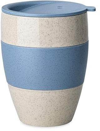 Koziol AROMA TO GO 2.0 Thermobecher mit Deckel 400ml (nature flower blue)