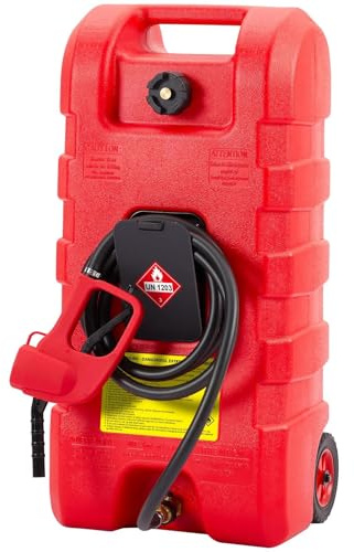 Garvee Réservoir Carburant 57L sur Roues avec Pompe Manuelle | Bidon HDPE recyclable, remplit 57L en 8 min, pour voiture, bateau, tracteur, générateur.