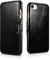 ICARER Tasche passend für Apple iPhone SE 2022 5G, iPhone SE 2020, iPhone 8, iPhone 7, 4.7 Zoll, Case mit Echt-Leder, Schutz-Hülle aufklappbar, Ultra-Slim Cover, Etui im Vintage Look, Schwarz