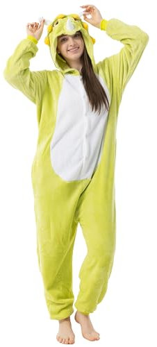 Katara 1744 -Dinosaurier grün Kostüm-Anzug Onesie/Jumpsuit Einteiler Body für Erwachsene Damen Herren als Pyjama oder Schlafanzug Unisex - viele Verschiedene Tiere