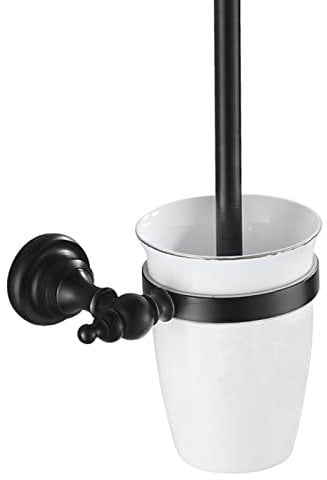 CASEWIND Toilettenbürstenhalter Bronze, Klobürste Set Schwarz Matt, WC Bürste Wandmontage Messing Keramik