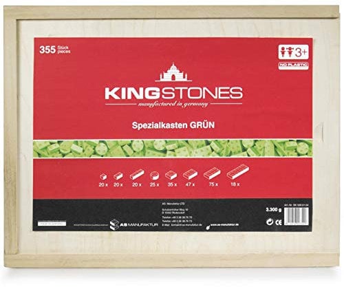 KINGSTONES Spezialkasten, grün - Steinbaukasten aus Marmormehl ca 260 Teile Stein-Konstruktionsset