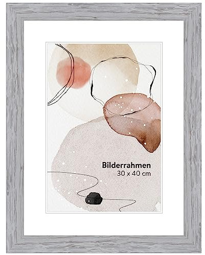 WANDStyle Bilderrahmen 30x30 Grau, Landhausstil Bilderrahmen Holz, hochwertiger Holzbilderrahmen, Posterrahmen zum Aufhängen, Rahmen 30x30 cm, Fotorahmen H750 - Made in Germany