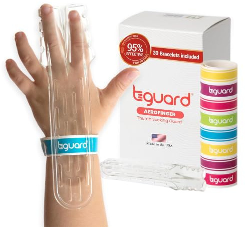 TGuard AeroFinger Treatment Kit to Stop Finger Sucking (Small (Ages 0-4)) | Interrupts Suction & Helps Prevent Malocclusion, Washable, Comfortable, & Secure Fit For Ages 3-4 (20-40 Lbs), USA-Made