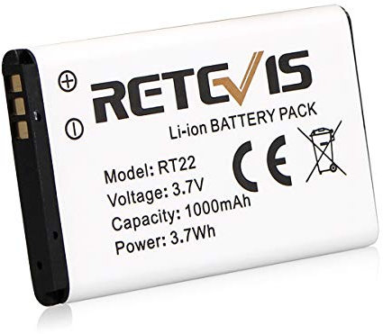 Retevis RT622 Walkie Talkie Battery Li-Ion Batteria 3.7V 1000mAh Walkie Talkies Battery Batteria pi?Lunga Vita Ricetrasmittenti (1 Pezzo)