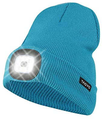 TAGVO USB Wiederaufladbare LED Mütze, 8 LED Mit Beleuchtungs- Und Blinkmodi, Einfache Installation, Praktische Stirnlampe, Unisex Strickmütze Für Den Winter