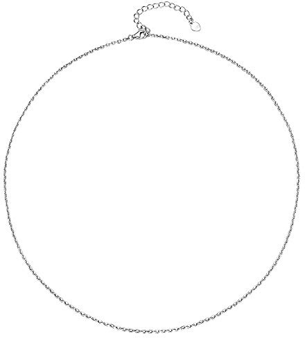 Silvora Silberkette Halskette Kette Damen 1.5mm Breit Ankerkette Silberkette Damen Ohne Anhänger 18 Zoll Damen Silberkette