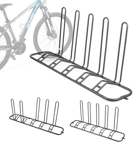 XCSOURCE Fahrrad-Parkständer, Fahrradständer, Bodenparkständer für 5 Fahrräder, verstellbarer Doppelzweck, Fahrradaufbewahrungshalter für Garage, 2 zusätzliche Bodenanker-Halterungen erhältlich