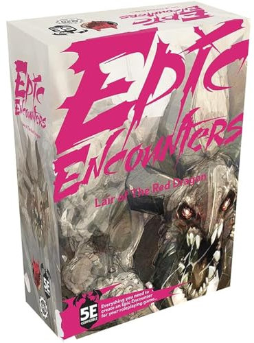 Epic Encounters: Lair of the Red Dragon RPG Fantasy Roleplaying Tabletop Game with HUGE Boss Miniature, Double-Sided Game Mat, & Game Master Adventure Book with Monster Stats, 5E Compatible