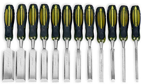 12 Stück Professionelles Stechbeitel Set Holzmeißel Set, Solider Griff, Chrom-Vanadium-Meißel Für DIY-Holzarbeiten