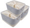 Mangata Faltbare Stoff Aufbewahrungsboxen, Leinwand Aufbewahrungskörbe für Regale Schrank Kleiderschrank, 3er Pack (Grauer Streifen, Jumbo)