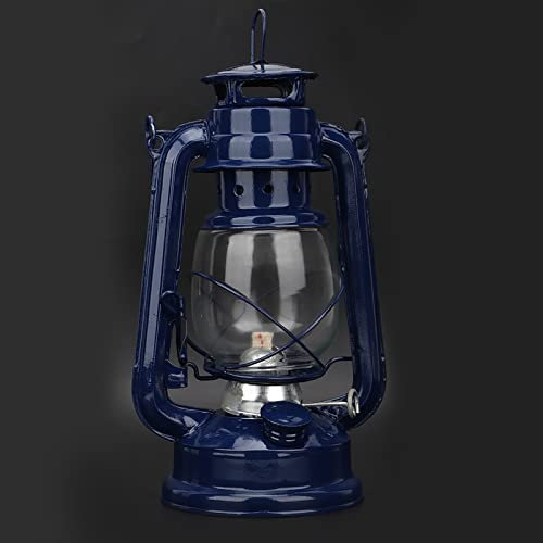 Vintage Kerosin Lampe Eisen Laterne Öl Retro Lampe Kerosin Hellblau Rot für Home Party Pub Dekoration Geschenk(Blau)