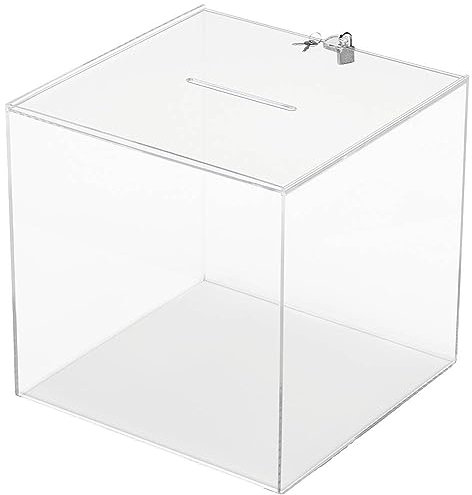 Deflecto Aktionsbox mit Einwurf, Schloss Glasklar (B x H x T) 303 x 303 x 303mm 1St.