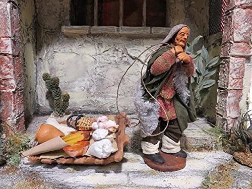 Krippenfiguren Hirte mit Ware 12 cm aus Ton/Stoff