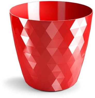 B2C Flowerpot Round Plastic plant pot Crystal Modern Decorative Small Medium Large 7 sizes 9 coolours (Red, 20 cm)