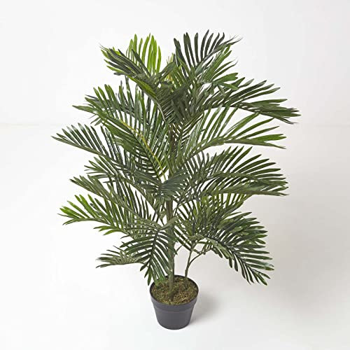 HOMESCAPES Lifelike Artificial Areca Palm Tree 120 cm Tall Fake Palm Plant in Black Pot